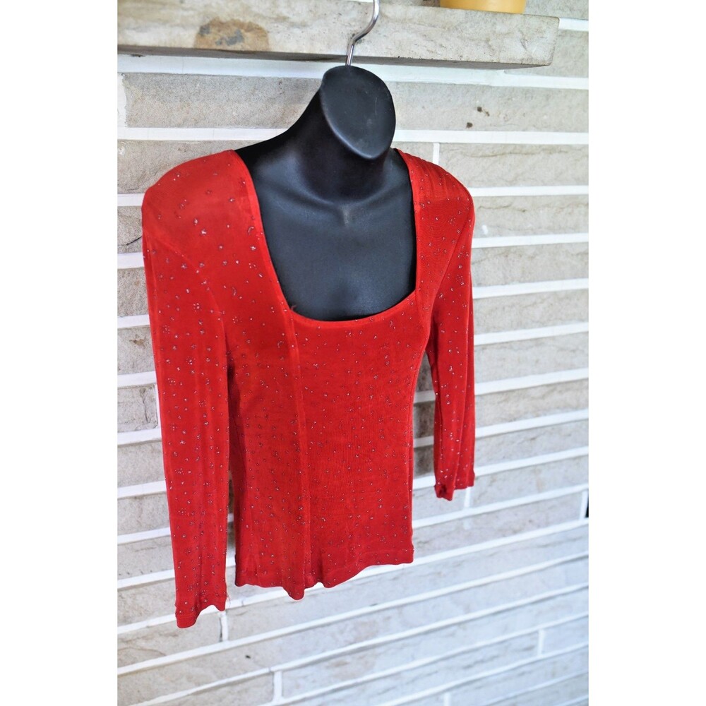 VTG La Belle Glitter Y2K Top Red Small Office Siren Paper Tag USA clubVTG La Bel